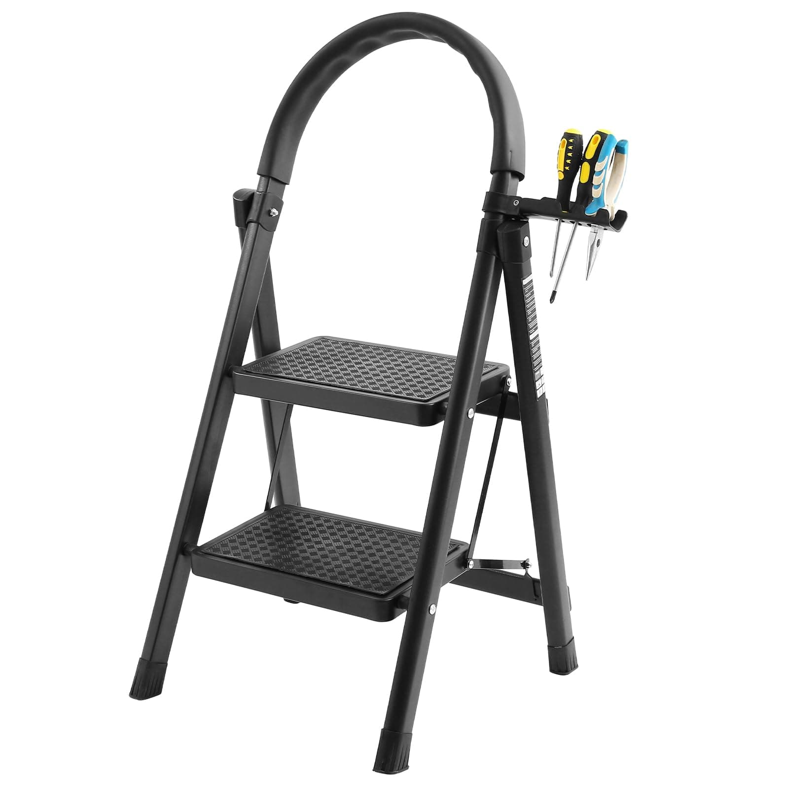 Step Ladder 2 Step Folding, 330lbs Load Capacity 2 Step Ladder with Handrails, Step Stools for Adults with Anti-Slip Pedal, Lightweight Portable Step Stool Foldable for Kitchen&Household