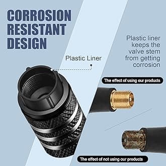 DECURCAR Tire Valve Stem Cap Cover - (5 Pack) Tire Air Cap Metal with Plastic Liner Corrosion Resistant Leak-Proof Halloween Pumpkin Car Decoration Accessories Black