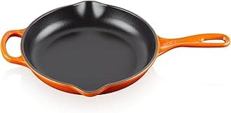 Signature Enamelled Cast Iron Skillet Frying Pan with Helper Handle and Two Pouring Lips, 23 cm, Volcanic, 20182230900422