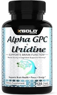 Alpha GPC + Uridine 900mg Powerful Nootropic for Boost Focus, Memory, Energy, Mood & Cognitive Performance 120 Vegetarian Capsules