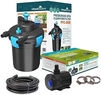 Pressurised Koi Fish Pond Filter Complete Kit with Pond Pump and UV Steriliser Light All in one - Ponds Up to 3000 litres - PFC-3000-KIT