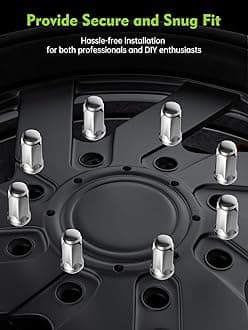 M14x1.5 Lug Nuts - Replacement for Chevrolet Silverado, GMC Sierra 2500 3500 HD, Ford F250 F350, Ram 2500 3500 Aftermarket Wheel 32 PCs Chrome Closed End Bulge Acorn Skinny Long Lug Nuts