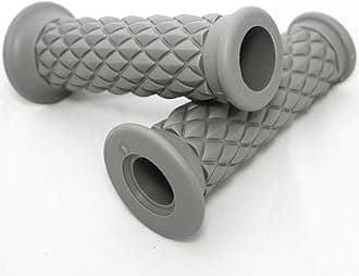 Yibid Motorcycle Hand Grips, Soft Rubber Handlebar Throttle Thruster Grip Replacement Replacement for 7/8(22mm) Handle Bar Motorized (Gray Grips)