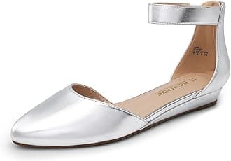 DREAM PAIRS Women's Low Wedge Round Toe Ankle Strap Dress Comfortable Casual Flats Shoes