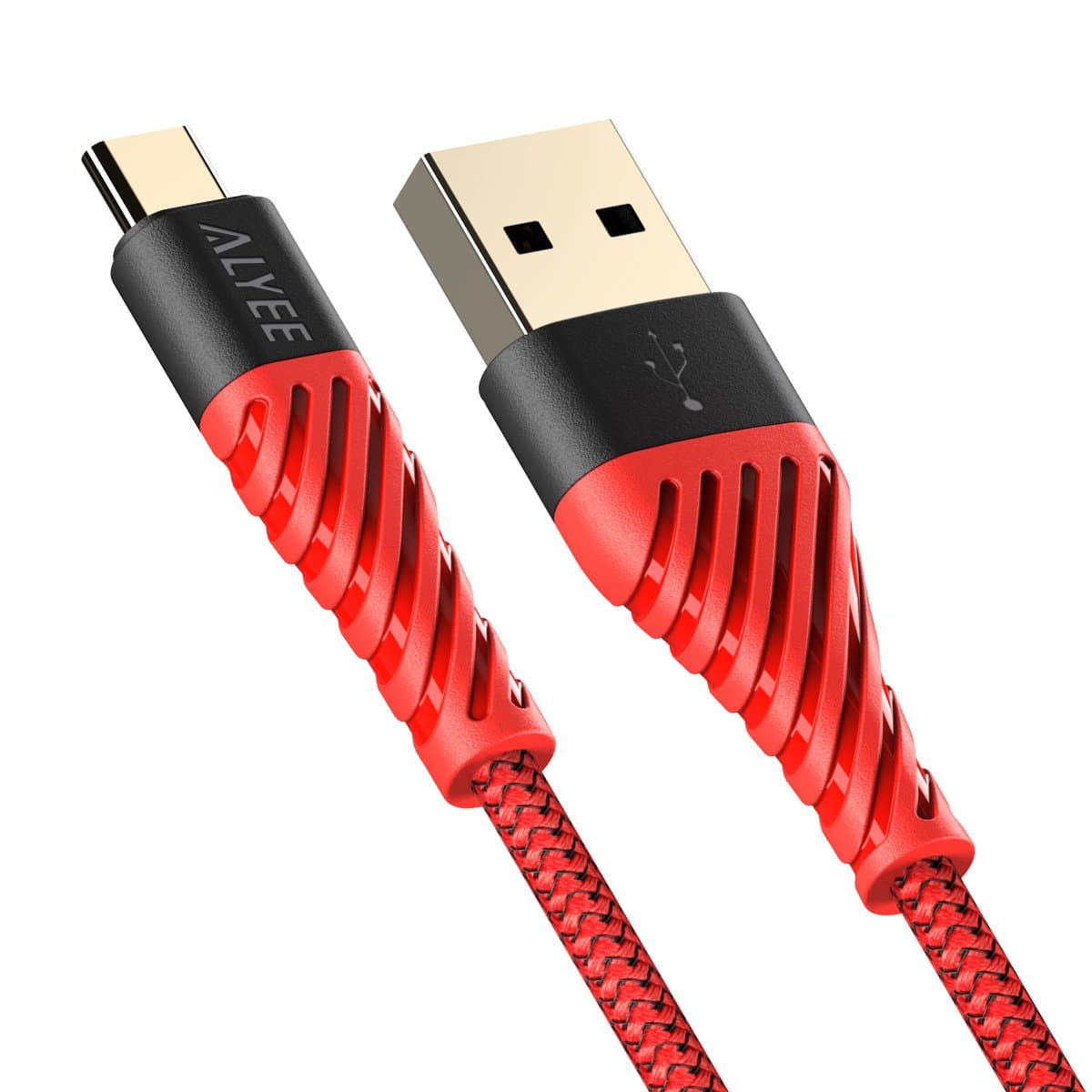 ALYEE USB Type C Cable, 0.4FT Nylon Braided Fast Charging USB A to C Charger Cord for Samsung Galaxy Note 8,S8,S8 Plus, LG G6 G5 V30 V20, Google Pixel, Nintendo Switch, Macbook-Red