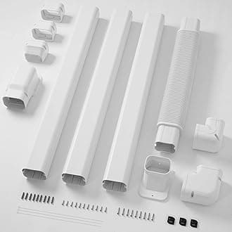 Della 3" 12.5 Ft Mini Split Line Set Cover with Flexible Duct, Decorative PVC Lineset Cover Kit, Paintable for Mini Split Air Conditioner, HAVC & Heat Pumps Systems Tubing Cover, White
