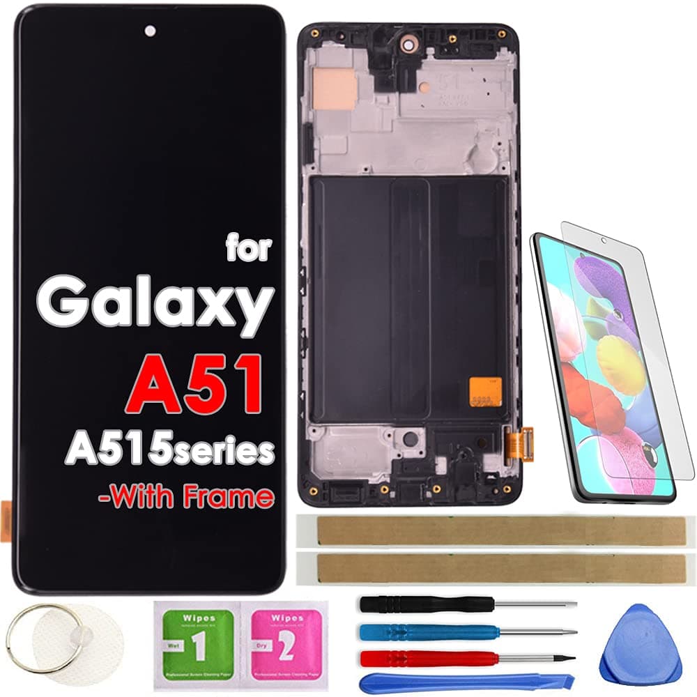 Flying Ocean LCD Screen Replacement Touch Display Digitizer Assembly (6.5" with Frame) for Samsung Galaxy A51 A515 A515F A515F/DS A515F/DSN -A515F/DST -A515F/DSM -A515F/N (Not for A51 5G)