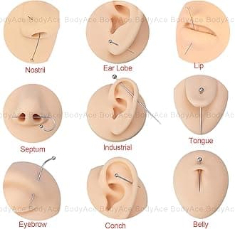 BodyAce 14G 16G 18G 20G Piercing Taper, Stainless Steel Threadless Insertion Pin Screw On Assistant Tool, Curved Body Piercing Stretching Kit for Ear/Nose/Navel/Lip/Eyebrow