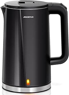 Electric Kettle, Quiet Fast Boil Kettles Cordless, Double-Walled Anti-Scald Tea Kettle Black, Stainless Steel Interior, 2200W - Aubrey