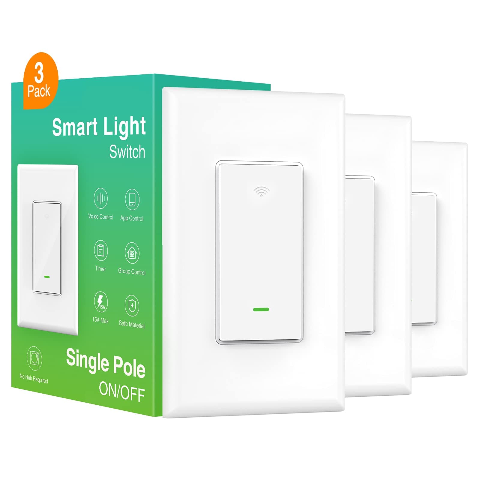 GHome SmartSmart Switch 3 Pack Light, White, UL Certified