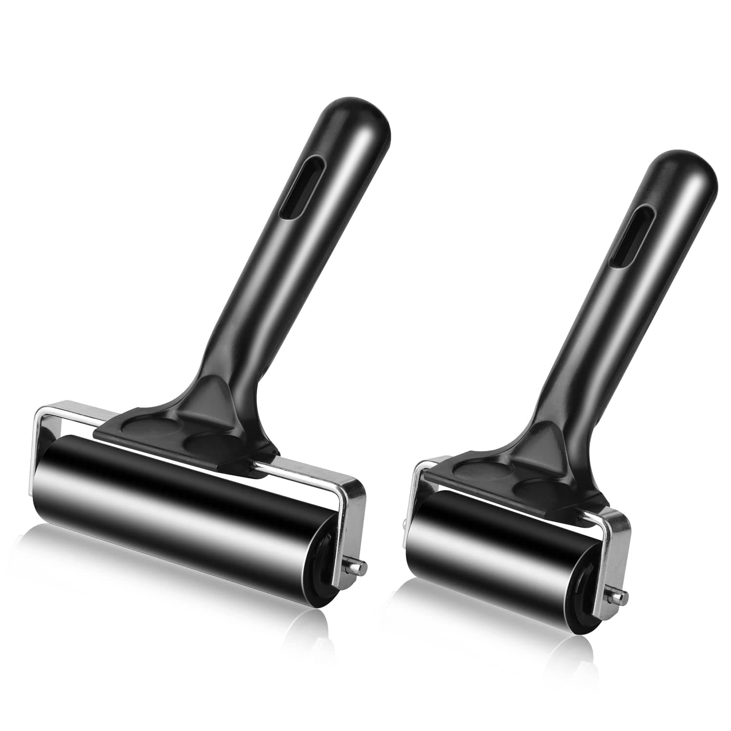 2Pcs Rubber Roller Brayer Rollers Hard Rubber 3.8 and 2.2 Inch for Printmaking (Black) by HRLORKC