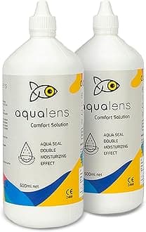 Aqualens Comfort Contact Lens Solution - Multipurpose - Value Pack of 2 (500ml each) + 2 Lens Cases