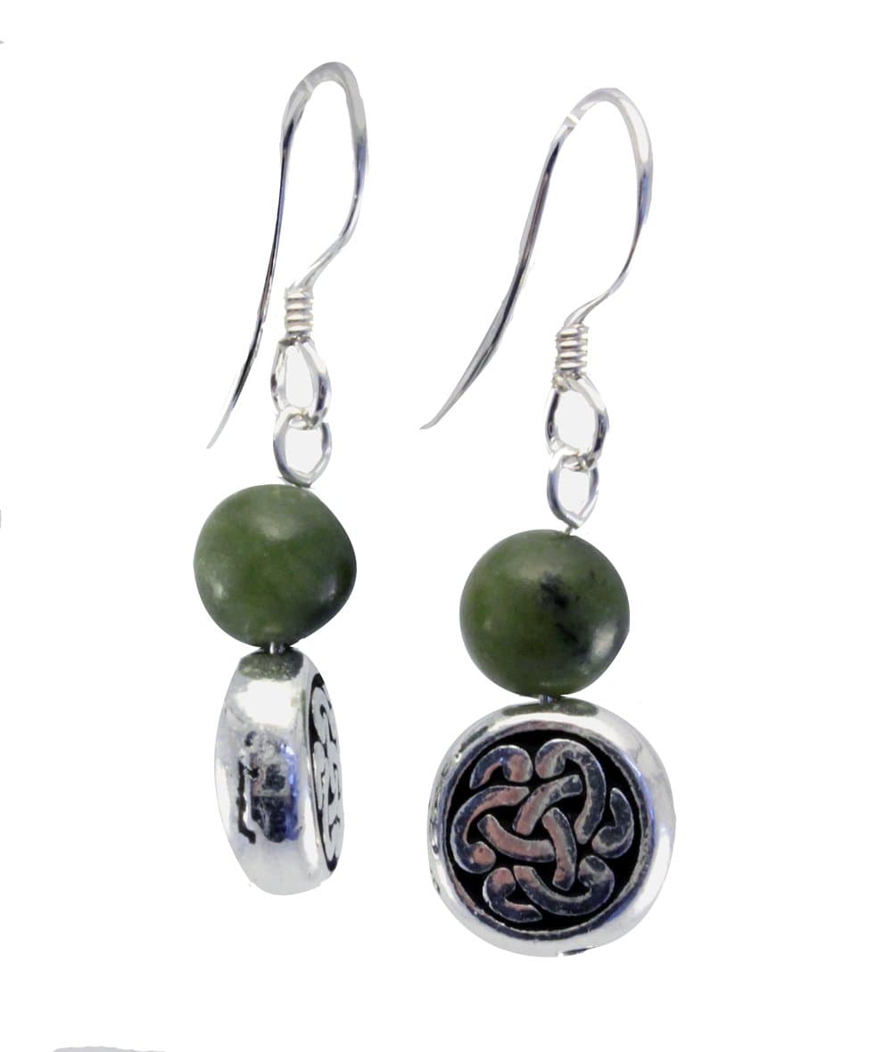 Connemara Marble Celtic Circle Silver Hook Earrings