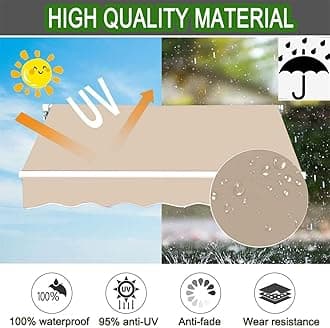 Retractable Patio Awning Replacement Fabric Waterproof Many sizes Shade Sun Shade Awning Cover Outdoor Patio Canopy Sunsetter Deck Awnings Polyester,Frameless ( Color : L X W , Size : (8x6.5ft) 2.5x2m