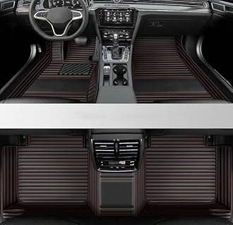 Custom All-Weather Protection Leather Car Floor Mats for Cars Sedan SUV Sports Car Waterproof Floor Mat (3D Black red)