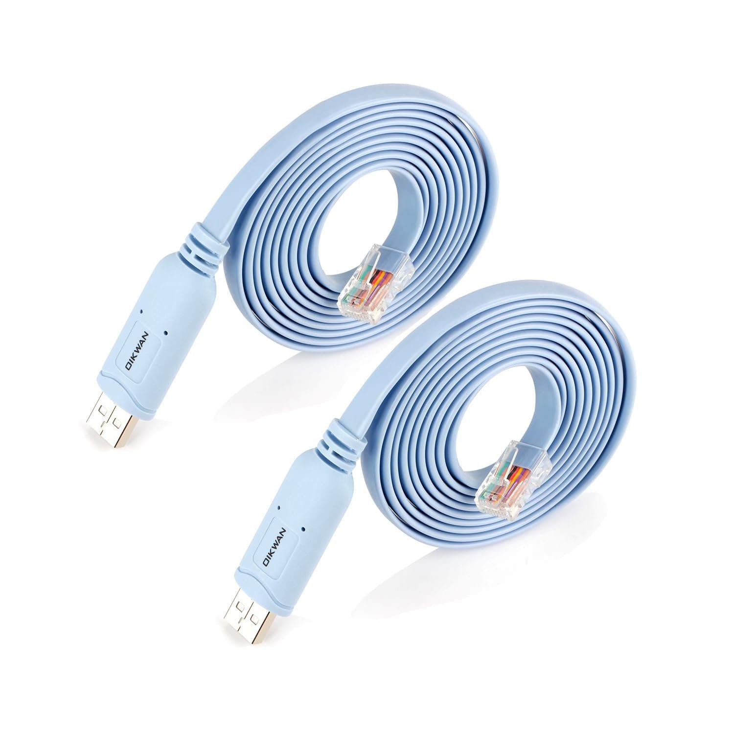USB - RJ45 Console Cable 2-Pack Essential Tool for Connecting Cisco, NETGEAR, Ubiquiti, LINKSYS, TP-Link Routers/Switches, Compatible with Windows, Mac, Linux Laptops