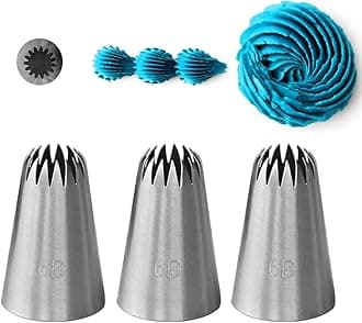 6B Piping Tip Large,Star Icing Tip 6B for Eclairs,Churros,Meringue,Cake Cupcake Cookie Decorating,3 Pcs
