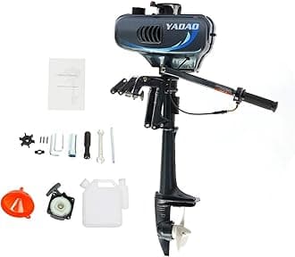 2-Stroke 3.5HP Outboard Motor, 49CC Heavy Duty Universal Outboard Boat Engine Small Fishing Boat Motor, Short Shaft Tiller Control Half Water-cooling Air-cooling CDI Ignition System for Rubber Boat