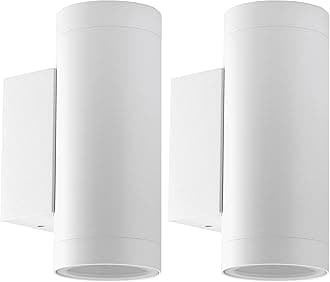 Klighten 2 pcs Outdoor Wall Light IP65 Up Down Outside Wall Lighting Modern Aluminum Wall Lamp for Garden Entrance Corridor Courtyard, Socket GU10, White, Bulb not Included [Energy Class F]