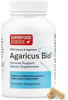 - Agaricus Bio 600 mg, Agaricus Mushroom for Natural Killer Cell Activity, USA-Grown Organic Agaricus Blazei Murill for Immune Support, Liver & Cellular Health, High Beta Glucan Supplements, 60 Caps