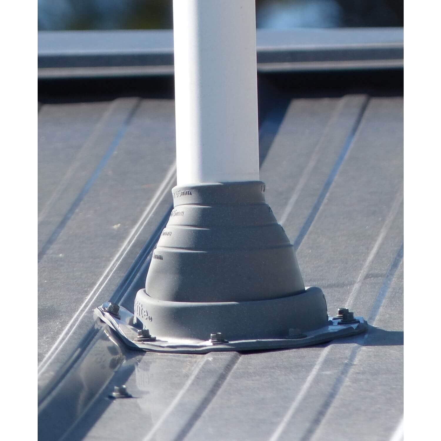 DEKTITE SQUARE BASE PIPE FLASHING BOOT: #3 (DFE103B) BLACK Square Base EPDM Flexible Pipe Flashing Dektite (for OD pipe sizes 1/4" - 5")~Roof Jack Pipe Boot~pipe flashing