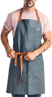 hedley & bennett Essential Apron - Heavy-Duty Denim Kitchen Apron with Pockets & Towel Loop - Professional Chef Workwear for Cooking & Grilling - Cedar
