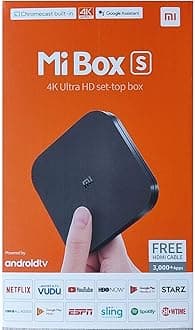 Xiaomi Mi Box S Android TV with Google Assistant Remote Streaming Media Player - Chromecast Built-in - 4K HDR - Wi-Fi - 8 GB - Black