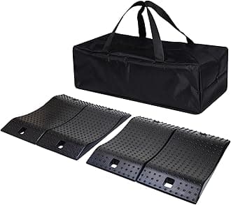 Tire Saver Ramps Rubber Fitted Wheel Design Car Tire Ramps for Flat Spot and Flat Tire Prevention, Durable Anti-Slip Pads for Storage with Handbag, Easy to Carry (4 Pack)