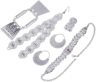 EthlynGold Color Red Stone Women Eritrean Traditional Wedding Jewelry Sets