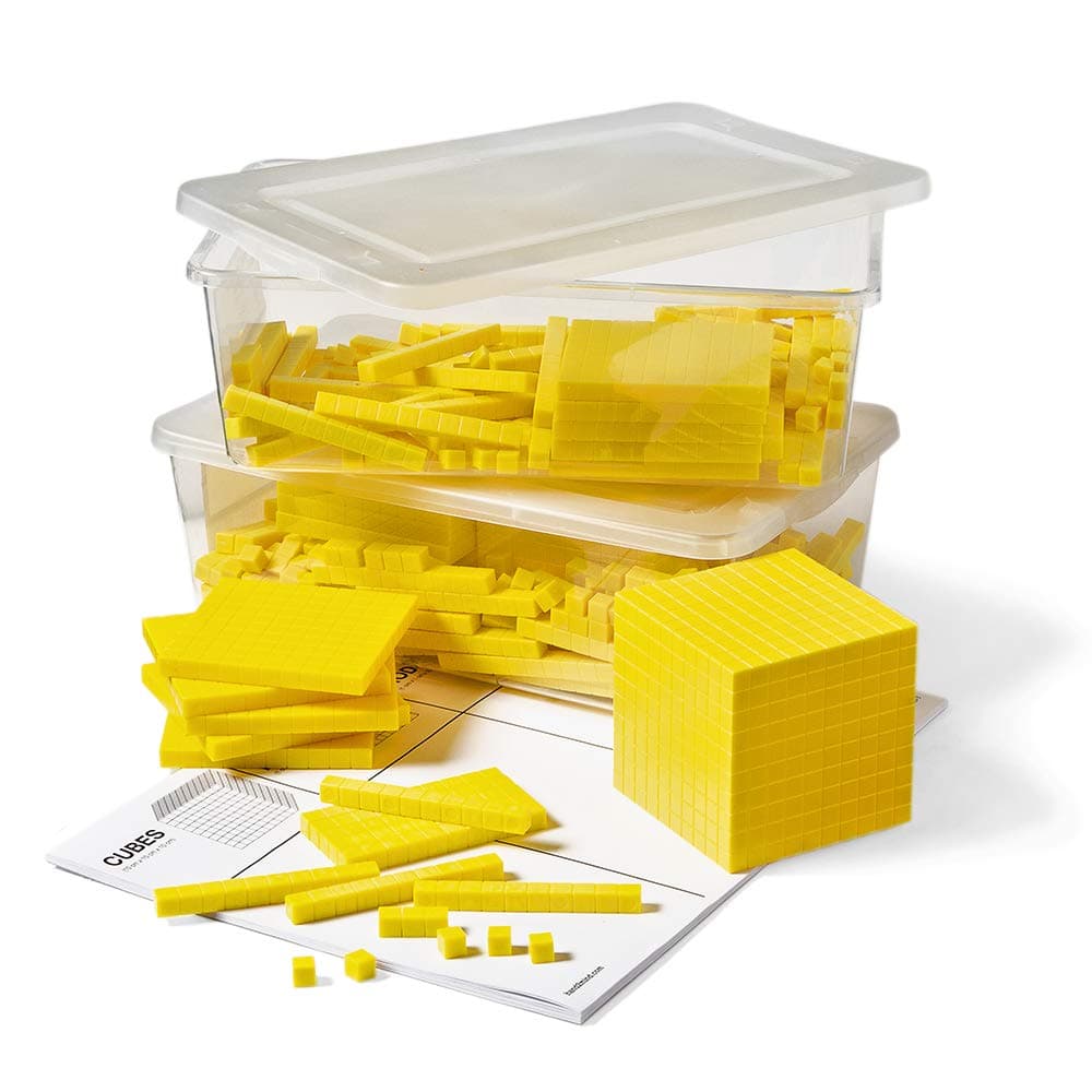 hand2mind Yellow Plastic Base Ten Blocks Complete Set, Place Value Blocks, Counting Cubes For Kids Math, Base Ten Block Classroom Set, Math Blocks Kindergarten, Base 10 Math Manipulatives (Set of 322)