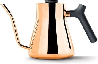 Stagg Stovetop Pour-Over Coffee and Tea Kettle - Gooseneck Teapot with Precision Pour Spout, Built-in Brew Range Thermometer, Copper, 1 Litre