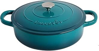 (Teal Ombre) - Crock Pot 112002.02 Artisan Enamelled Cast Iron Round Braiser Pan with Self-Basting Lid, 4.7l, Teal Ombre