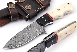 Best Merchants Knives Custom Handmade Hunting Knife Damascus Steel Survival Knife 8'' Overall Horn And Bone Handle With Sheath BM003 Horn And Bone