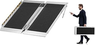 MOTORHOT 2ft Portable Wheelchair Ramp Non-Slip Aluminum Folding Handicap Home Steps Scooter Door Threshold Ramp for 2 inch -6 inch Step Heights 600 lbs Capacity 28in Wide,Black