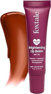Foxtale SPF 30 Brightening Lip Balm for Dark Lips with Peptides & Vitamin C | Brightens | Hydrates | Tinted Lip Balm - Light Mauve Glaze 12gm