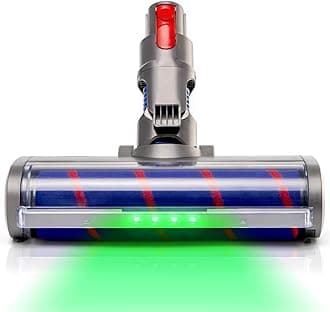 ELVANO Cleaner Head Soft Roller Brush: Motorhead Compatible with Dyson V7 V8 V10 V11 V15 Cordless Vacuum Attachment with Dust LED Lights - Quick-Release Replacement Parts for Hard Floor