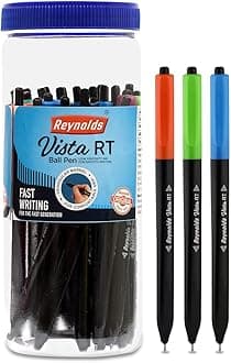 Reynolds VISTA RT BP 25 Ball Point Pens Set Jar - 20 BLUE & 5 BLACK Ball Pen I Lightweight Ball Pen With Comfortable Grip for Extra Smooth Writing I School and Office Stationery