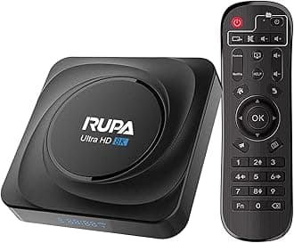 RUPAAndroid TV Box 11.0, 2025 8K Android Box 8GB RAM 64GB ROM Smart TV Box with Ethernet 1000M LAN Dual WiFi 2.4G/5.8G Support 8K 6K 4K 3D HDR BT4.0 USB 3.0 - Black