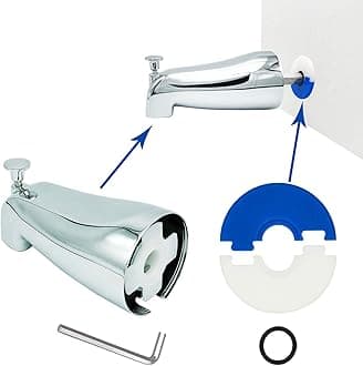 1/2" Pipe Bathtub Spout Diverter with Disc Seal, Chrome Tub Faucet Slip On Replacement with Wall Anti-Leaking Seal, 5 Inch Universal Bath Spigot with Gasket for Shower and Spout Sealing