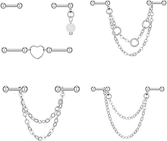 QWALIT Industrial Piercing Jewelry - Industrial Earrings for Women & Men, 16g & 14g, Surgical Stainless Steel Barbell & Bar Piercing