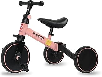 4 in 1 Kids Balance Bike Kids Tricycles for 1-4 Years, Toddlers Trike with Adjustable Seat Indoor Outdoor, Boys Girls Kids First Birthday Gifts Pink
