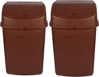Set of 2 55L Extra Large Recycling Bins with Swing Lid – Durable Plastic Dustbin for Waste Management, Home & Office Use – Easy to Clean, 110L Total Capacity (BROWN)