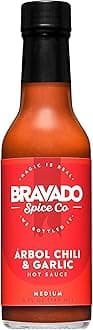 Arbol Chili and Garlic Hot Sauce By Bravado Spice Gluten Free, Vegan, Low Carb, Paleo Hot Sauce All Natural 5 oz Hot Sauce Bottle Award Winning Gourmet Hot Sauce
