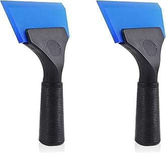 FOSHIO Small Squeegee with 5 Inch Dark Blue Rubber Blade Mini Wiper Window Tinting Tools for Mirror Glass Window Cleaner with Non-Slip Handle, 2 Pack