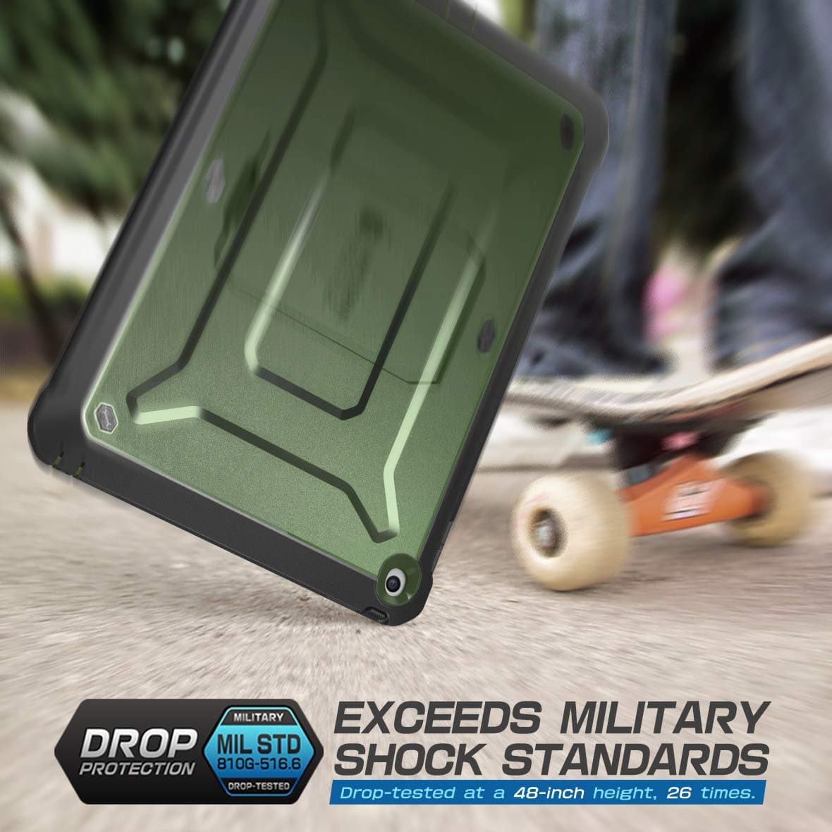 SUPCASE for iPad 9.7 Inch Case 6th/5th Generation (Unicorn Beetle Pro), [Built-in Screen Protector & Stand] Heavy Duty Full Body Shockproof Rugged Protective Case for iPad 9.7" 2018/2017, Green