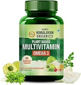 Himalayan Organics Vegan Omega-3 Capsules with plant based Multivitamin, EPA, DHA, 25+ Ingredients - 60 veg capsules