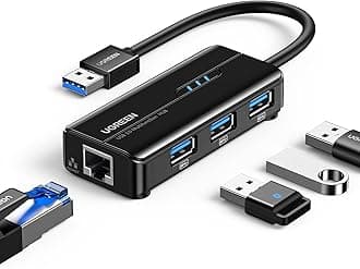 UGREEN USB 3.0 Hub Ethernet Adapter 10 100 1000 Gigabit Network Converter with 3 USB 3.0 Ports Hub Compatible with Laptop PC MacBook Mac mini Surface XPS Windows Linux macOS, and More