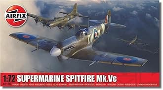 Airfix Model Airplane Kit Gift Set - A02108A Supermarine Spitfire Mk.Vc, Plastic Plane Model Kits for Adults & Kids 14+, Skill Level 1, 1:72 Scale WW2 Military Aircraft Models for Beginners