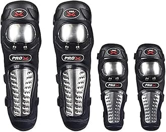 luckstar Knee Pads Motorcycle,4Pcs Adults Alloy Steel Motorcycle ATV Motocross Elbow Knee Shin Guards Protector Motocross Racing for Adult