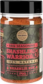 Shashlik Warrior BBQ Shashlik Rub - 100% Natural BBQ Seasoning - A Fragrant Caucasian Cuisine Seasoning Mix Perfect For Marinades, Skewers And Other Grilled Dishes - Large Jar (170g)